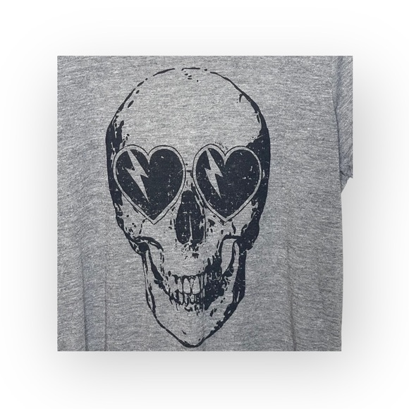 new Chaser ☻︎ Heart Eye Skull Draped Open Cross Back Tee T Shirt ☻ ︎Heather ☻︎ L - Picture 8 of 16